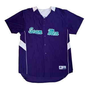 Seam Men Russell Athletic Purple and White Men’s Baseball Jersey